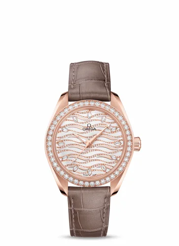 Omega Seamaster Aqua Terra 150M Master Chronometer 34 Sedna Gold / Diamond / Wave Diamond / Alligator 220.58.34.20.99.006 (22058342099006)